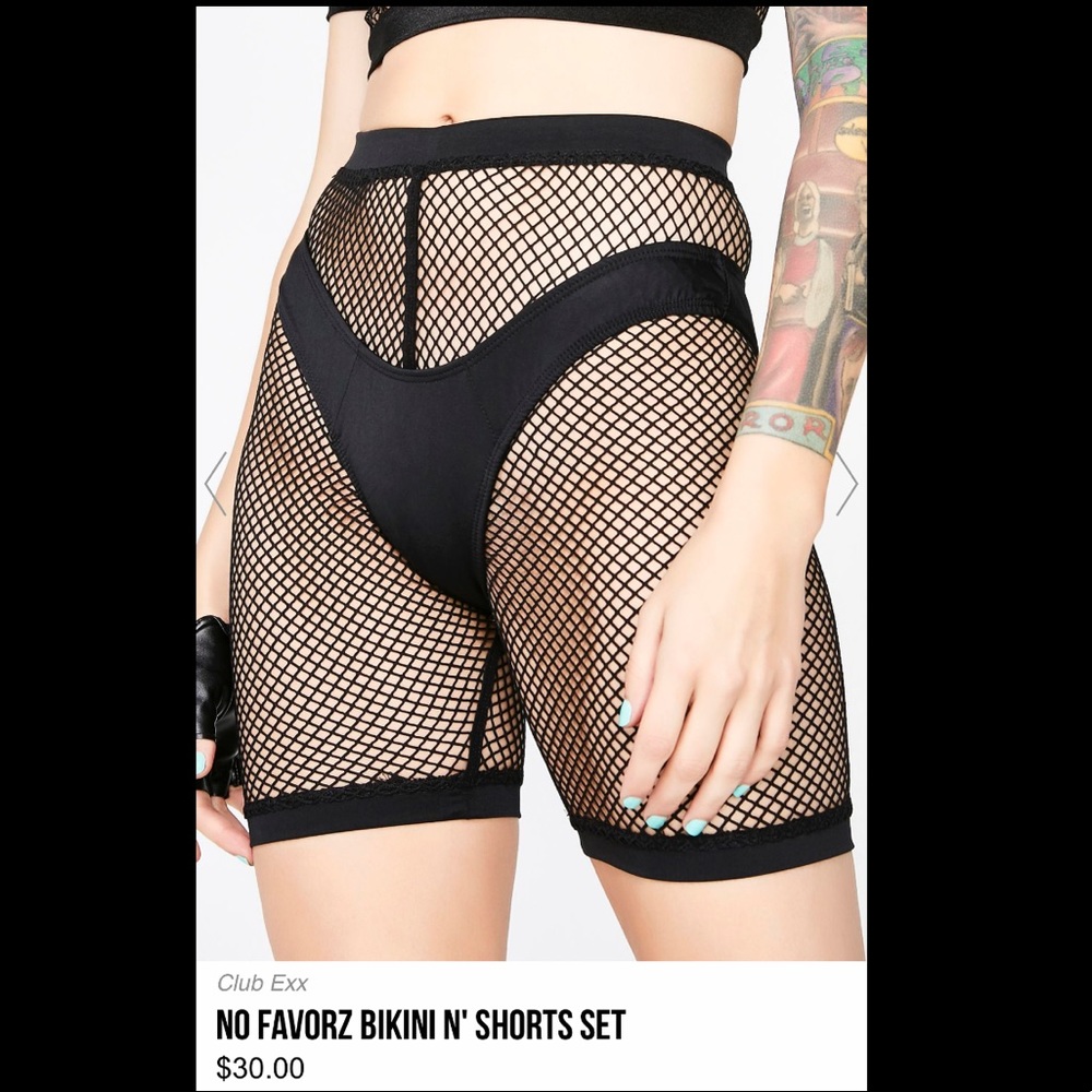 Dolls Kill black fishnet bike shorts